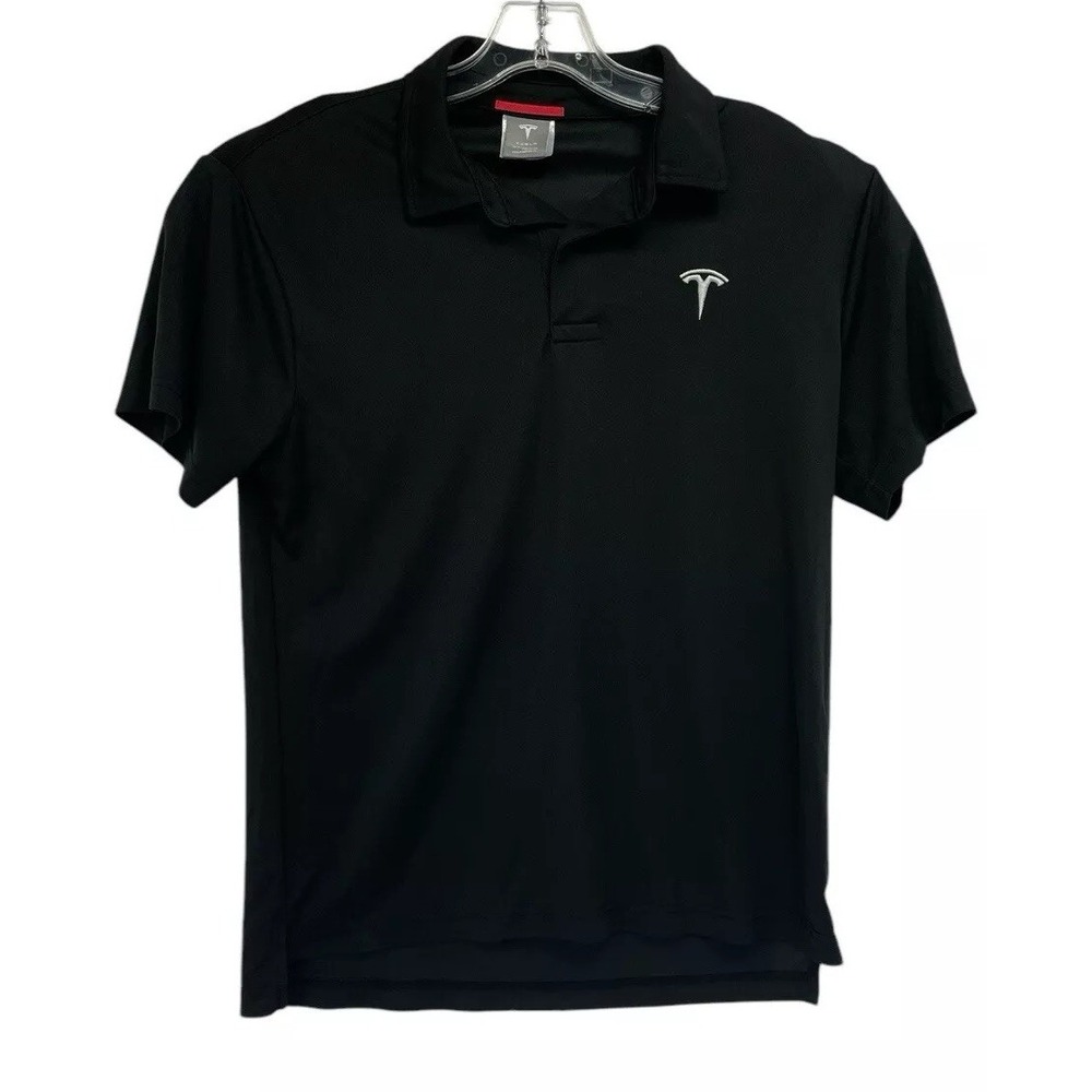 Tesla Mens Sz Medium Black Logo Polo Shirt (A10) NW/OTs